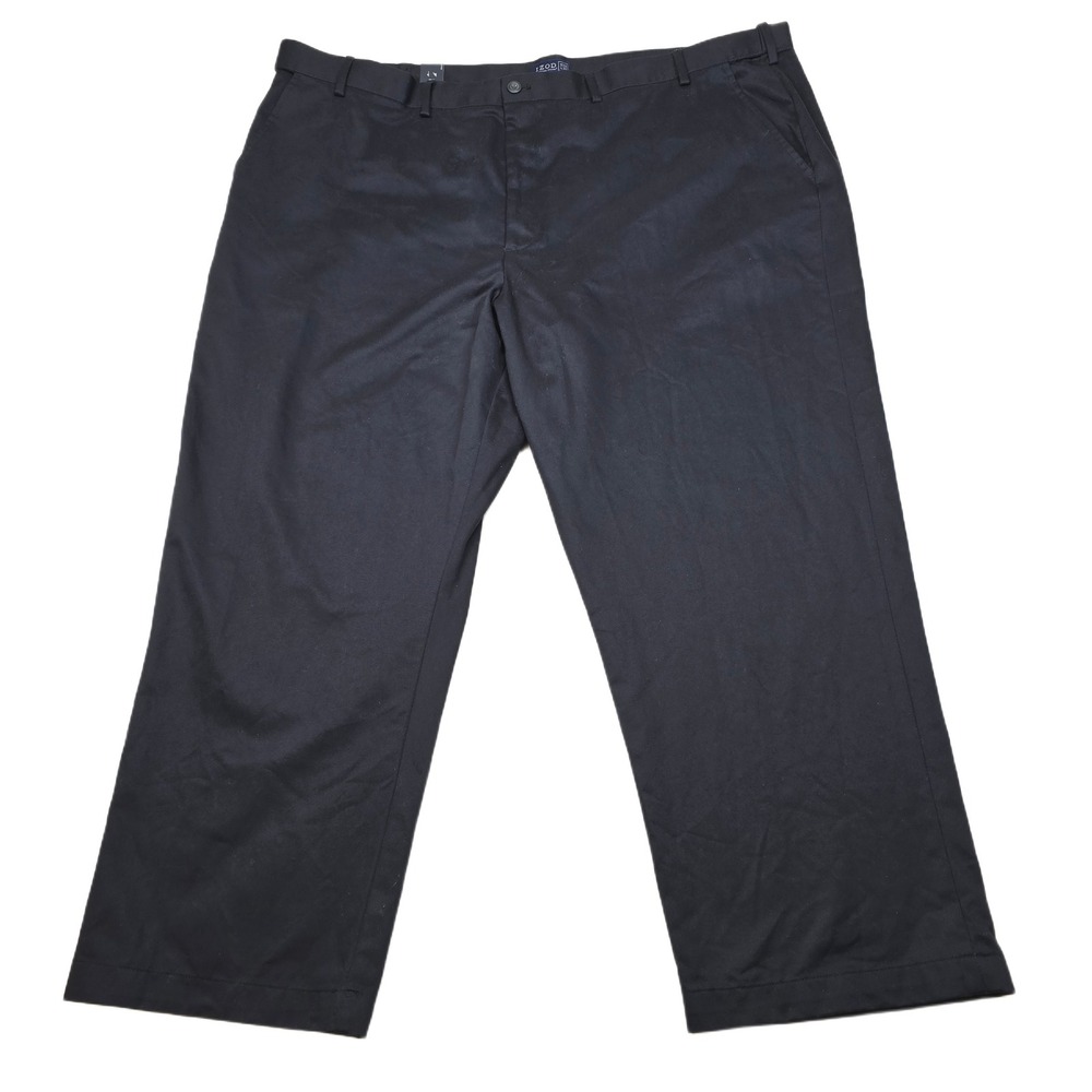 IZOD Chino Pants Mens 50x30 Navy Blue Flat Front Classic‎ Wrinkle Free NEW